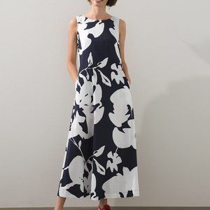 NWOT Chico's Print Trapeze Smocked Maxi Dress Chico's Size 2 (12/14)